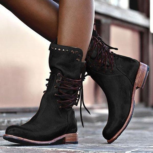 Women's Lace-Up Studded Boots