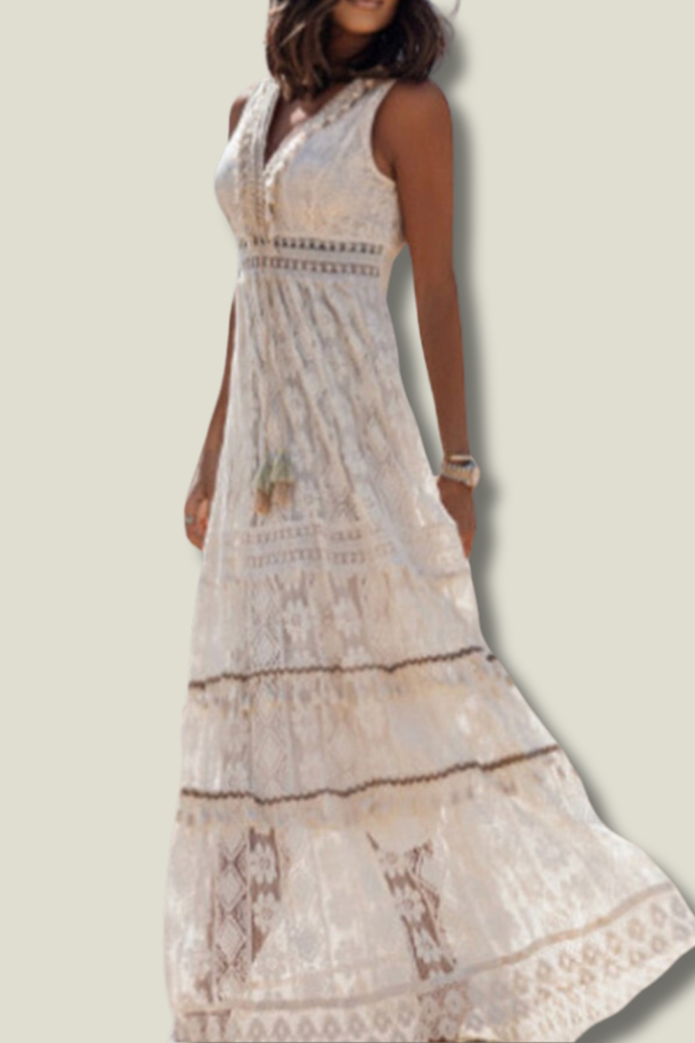 Women's Lace V-Neck Maxi Dress