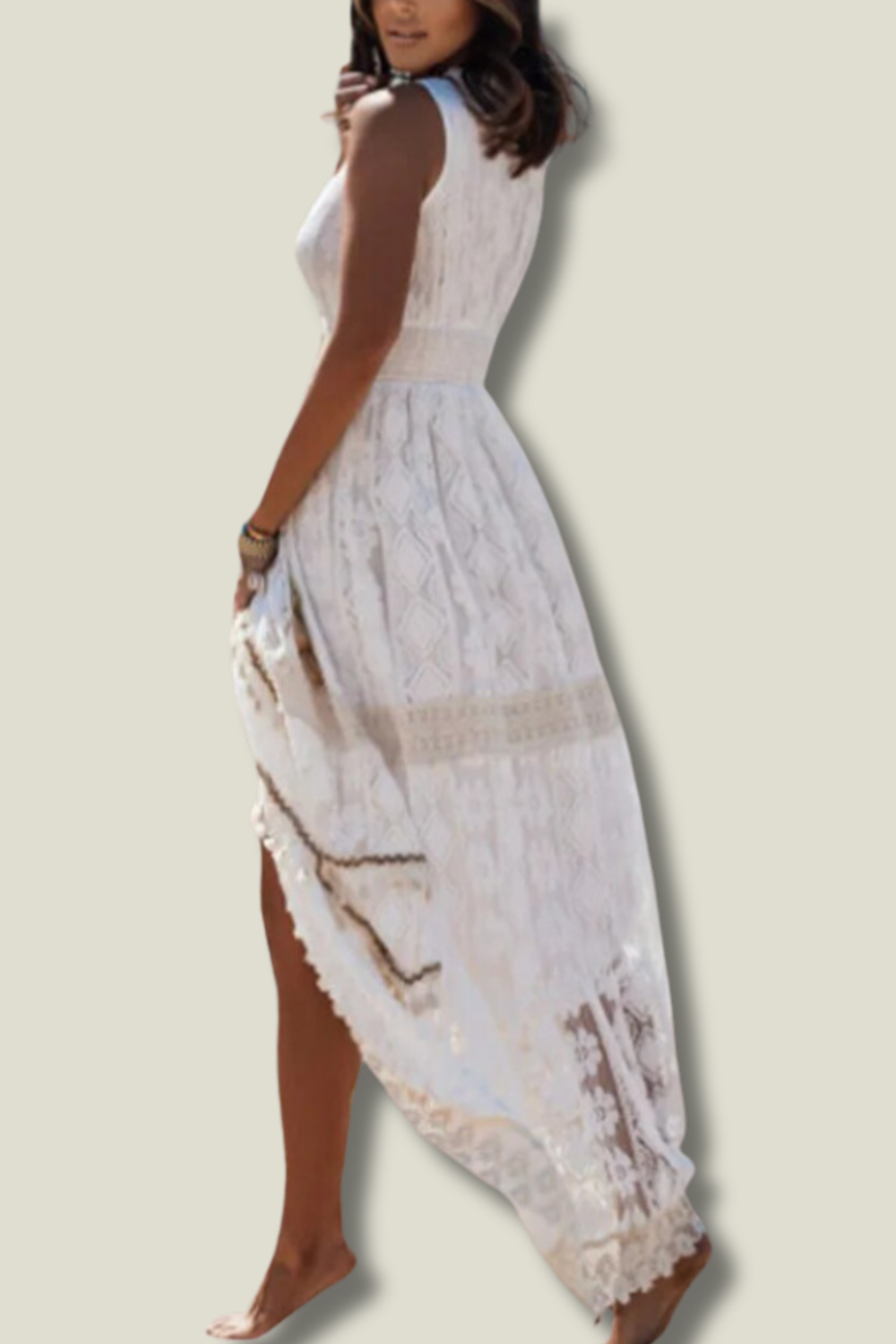 Women's Lace V-Neck Maxi Dress