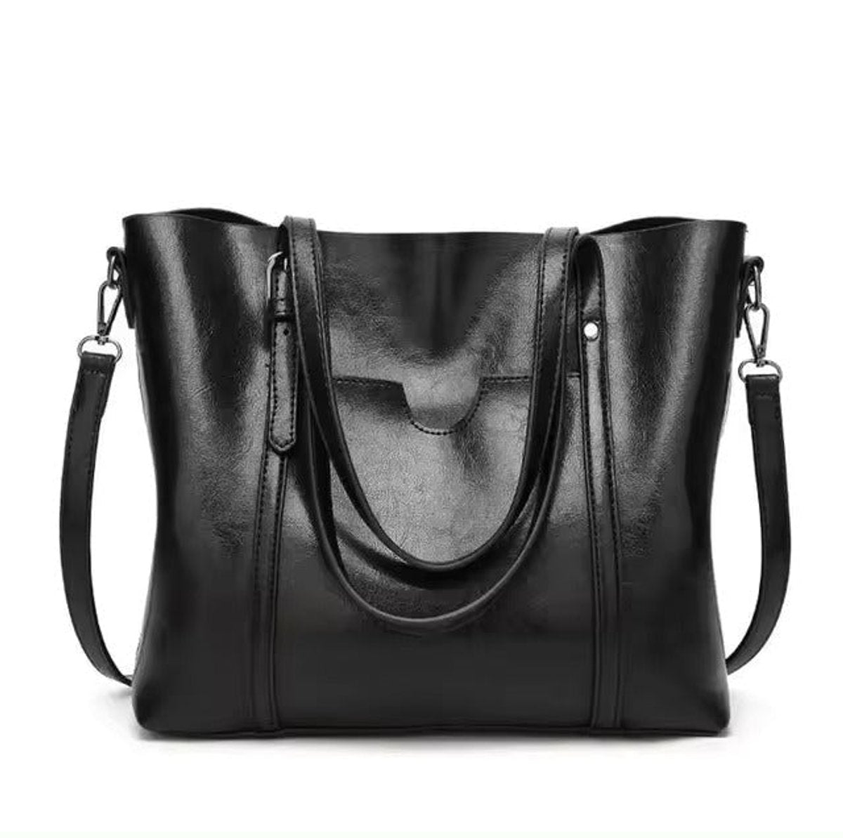 Women's Large Oil-Wax Leather Shoulder Tote Bag