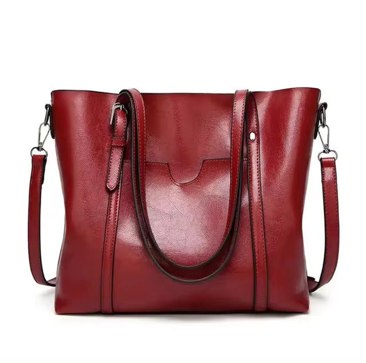 Women's Large Oil-Wax Leather Shoulder Tote Bag