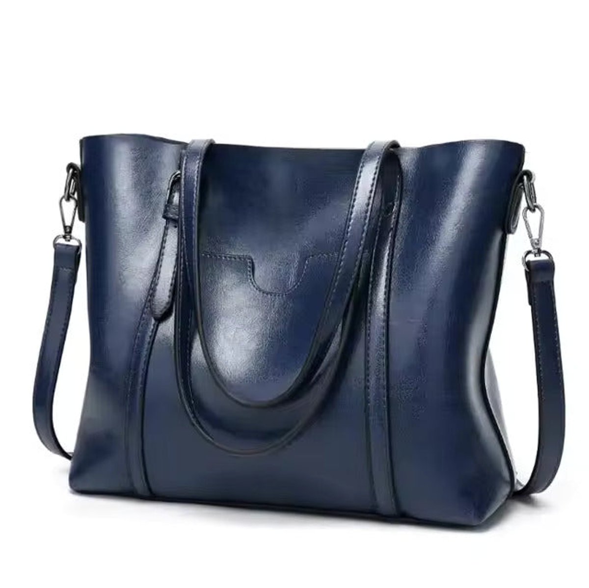 Women's Large Oil-Wax Leather Shoulder Tote Bag