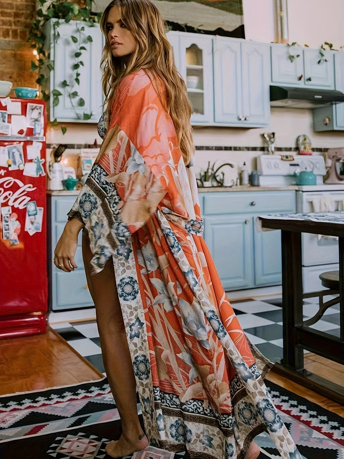 Women's Long Floral Kimono
