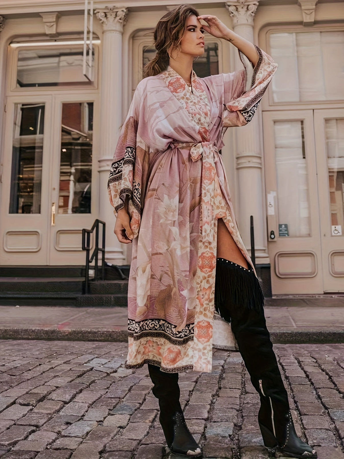 Women's Long Floral Kimono