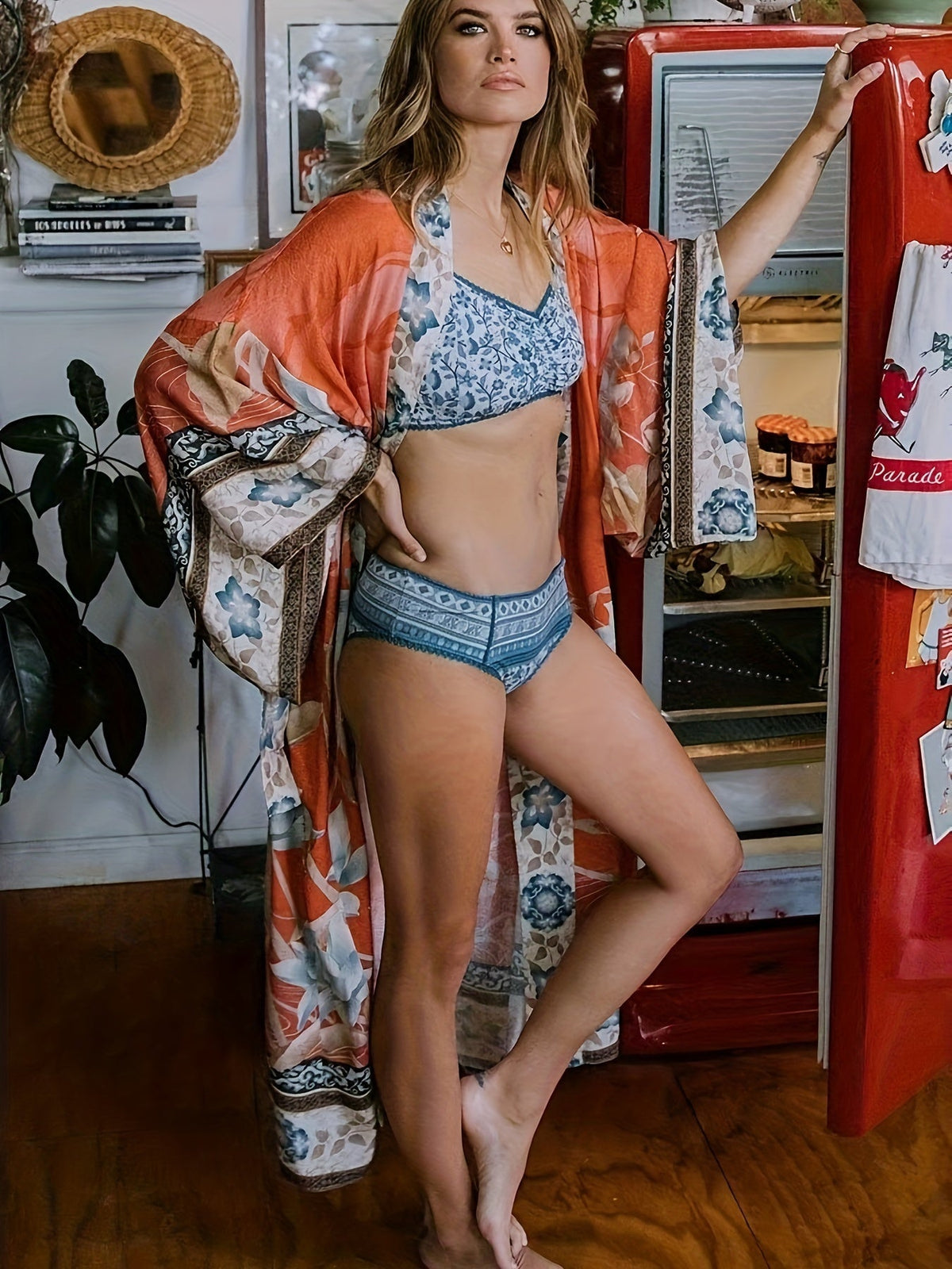 Women's Long Floral Kimono