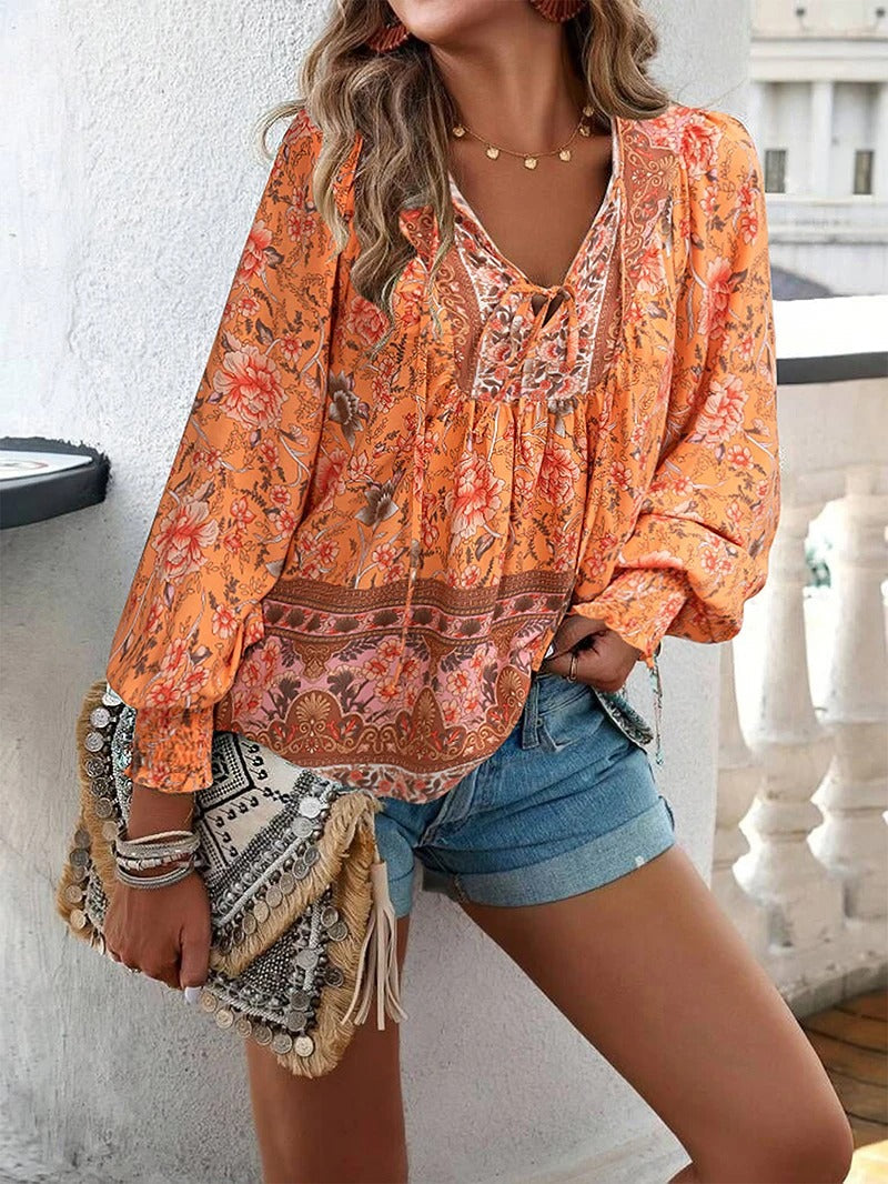 Women's Long Sleeve Floral Blouse