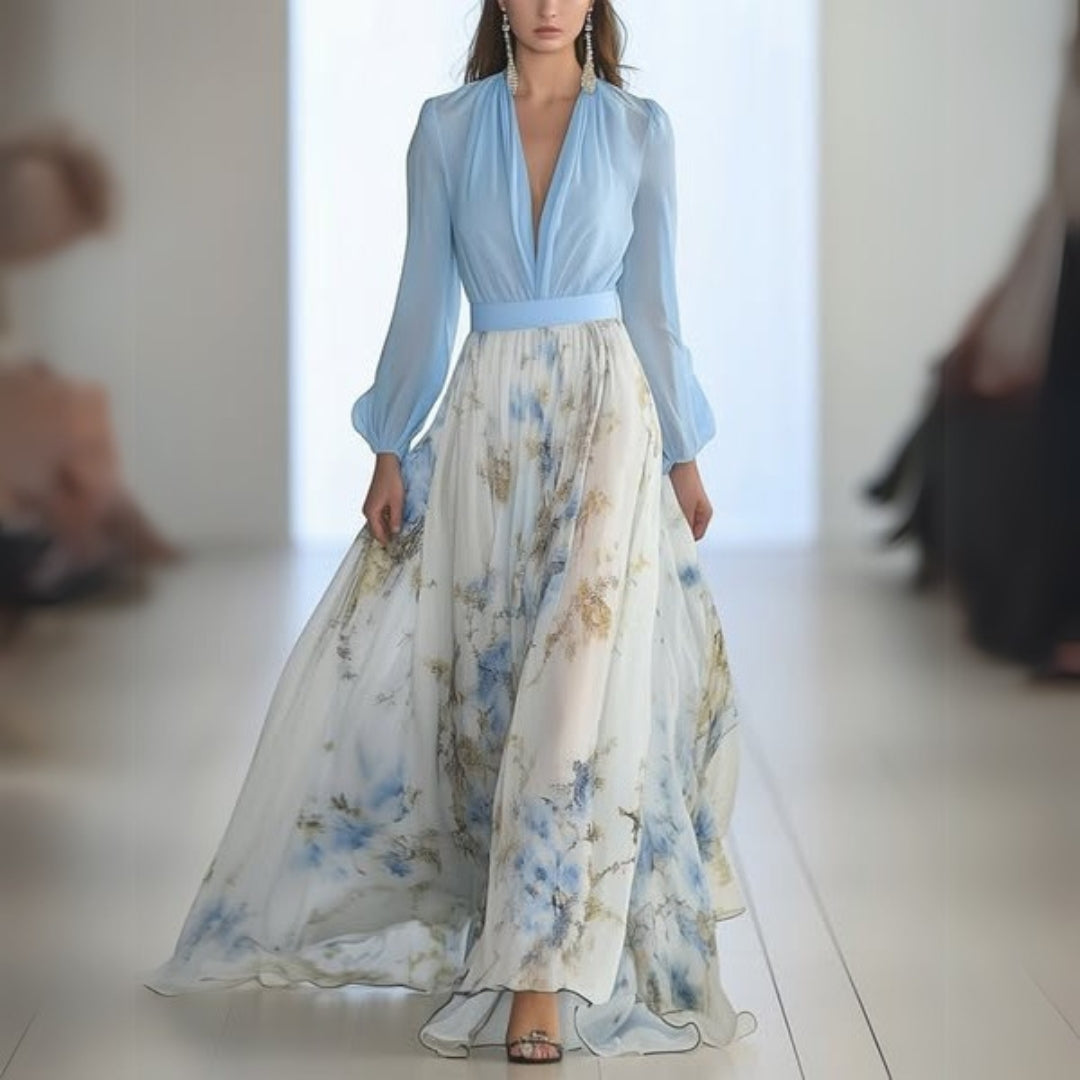 Women's Long Sleeve Floral Maxi Dress