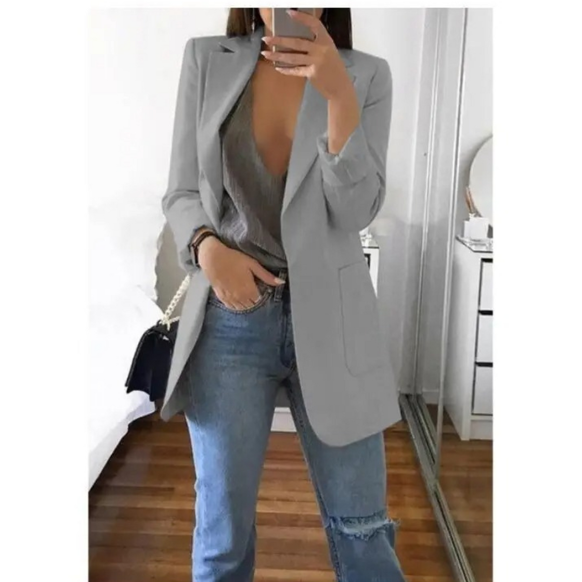 Women's Long Sleeve Notched Lapel Blazer