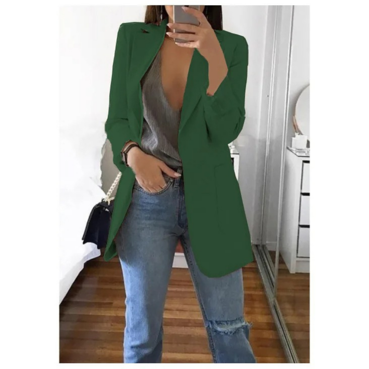 Women's Long Sleeve Notched Lapel Blazer