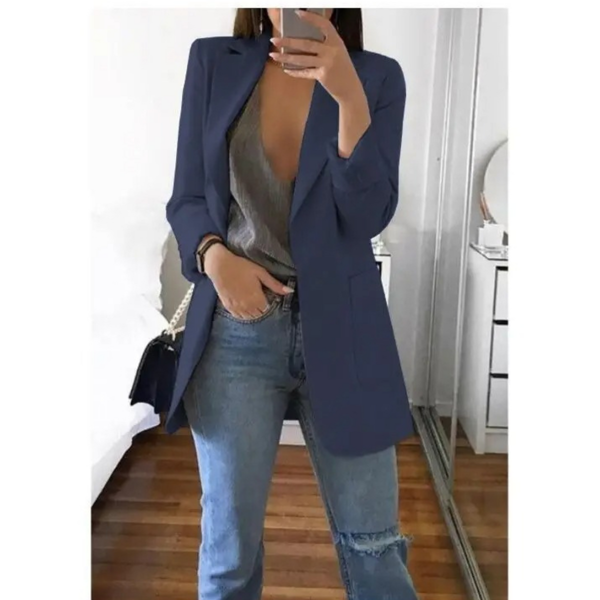 Women's Long Sleeve Notched Lapel Blazer