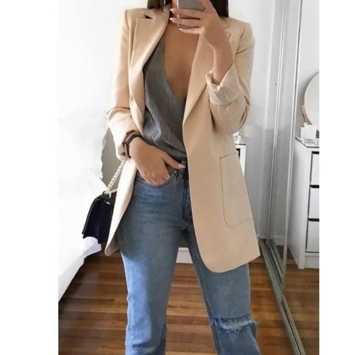 Women's Long Sleeve Notched Lapel Blazer