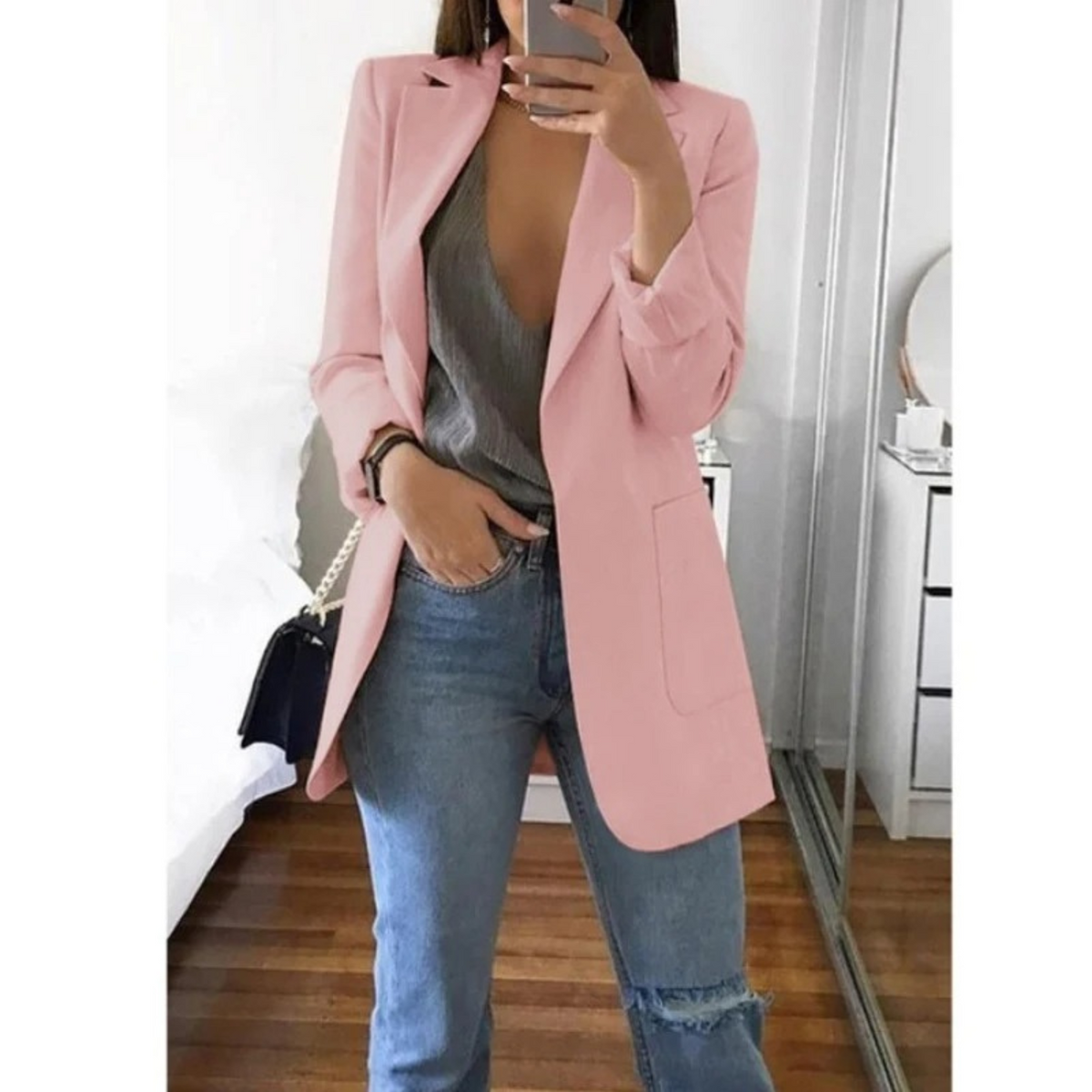 Women's Long Sleeve Notched Lapel Blazer