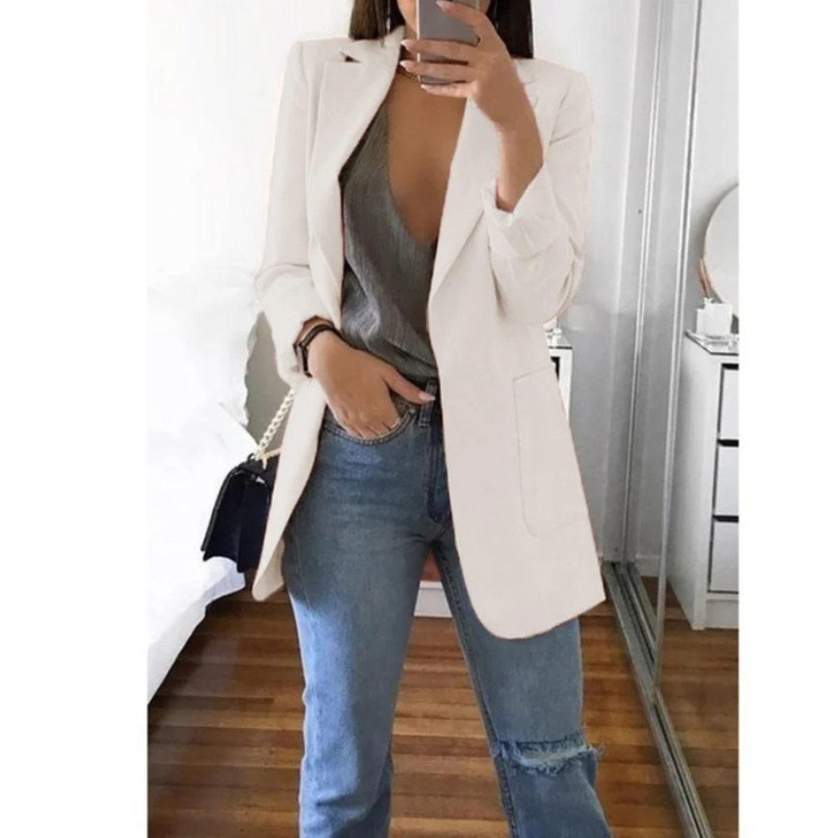 Women's Long Sleeve Notched Lapel Blazer