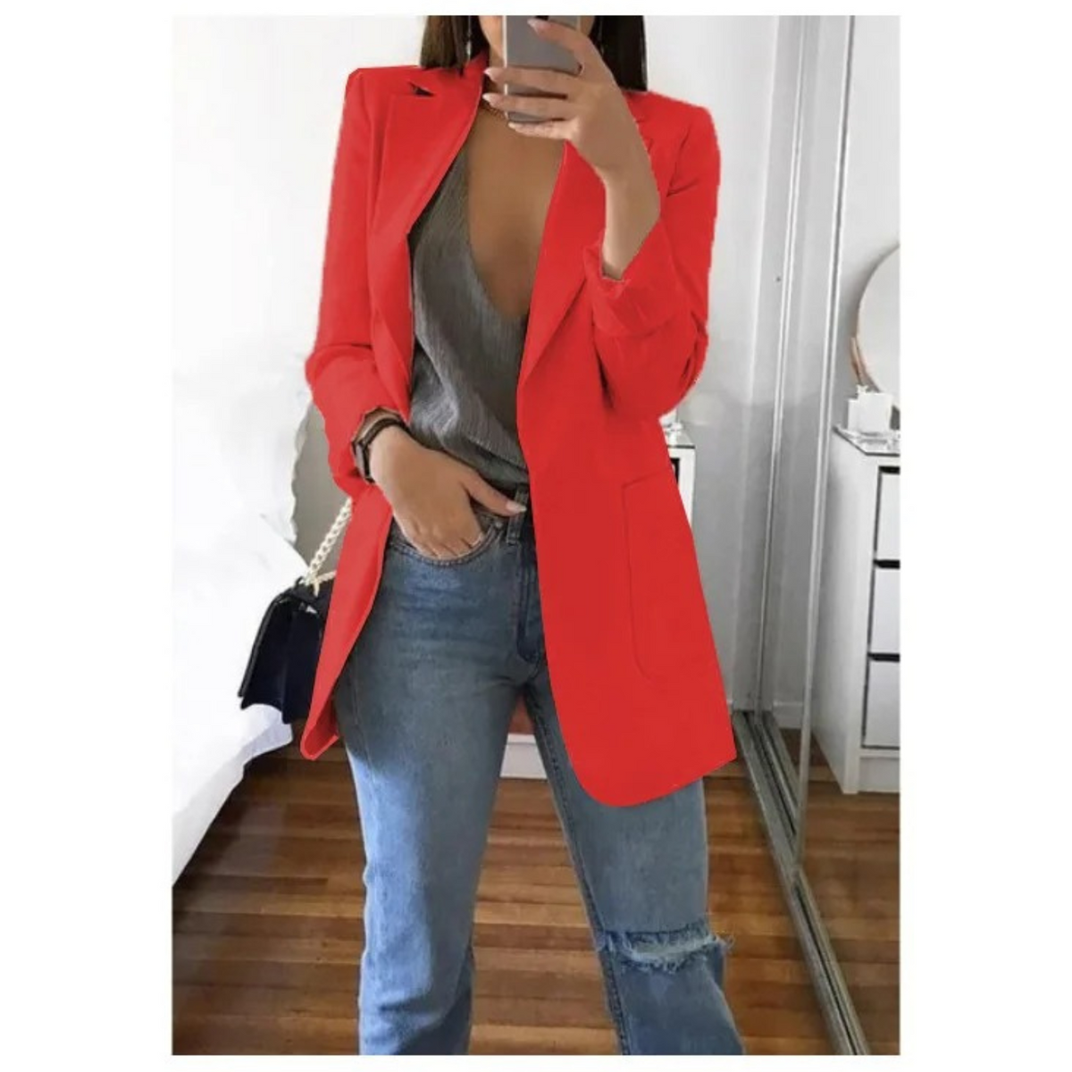 Women's Long Sleeve Notched Lapel Blazer
