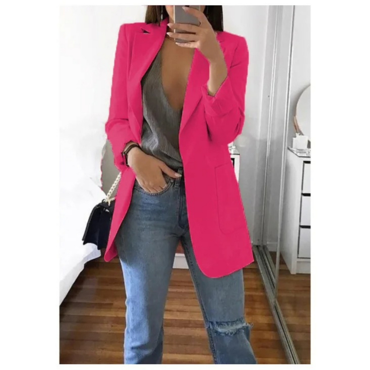 Women's Long Sleeve Notched Lapel Blazer