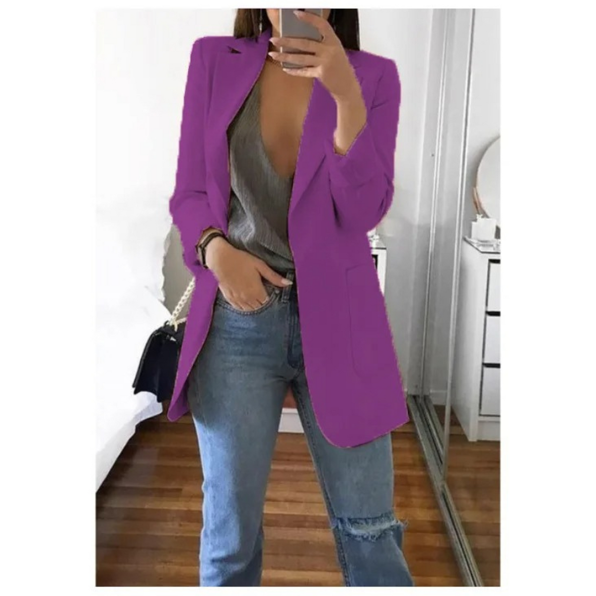 Women's Long Sleeve Notched Lapel Blazer