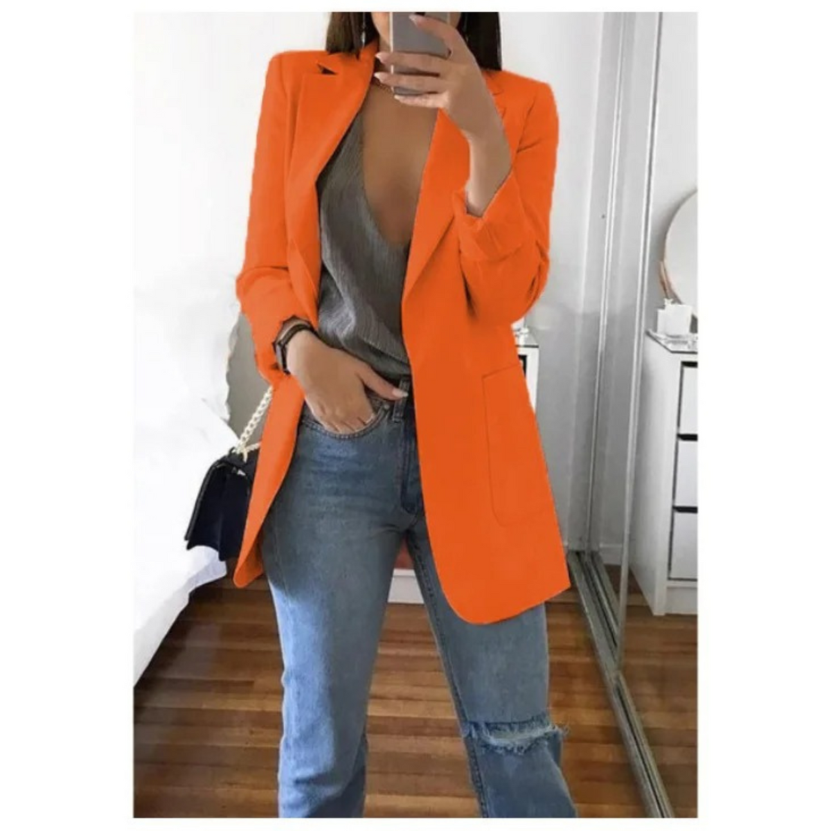 Women's Long Sleeve Notched Lapel Blazer