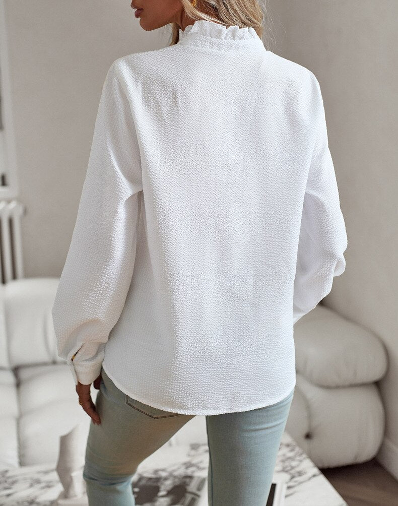 Women's Long Sleeve Ruffle Blouse