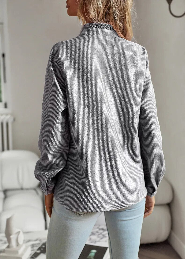 Women's Long Sleeve Ruffle Blouse