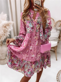 Women's Long Sleeve Tiered Mini Dress