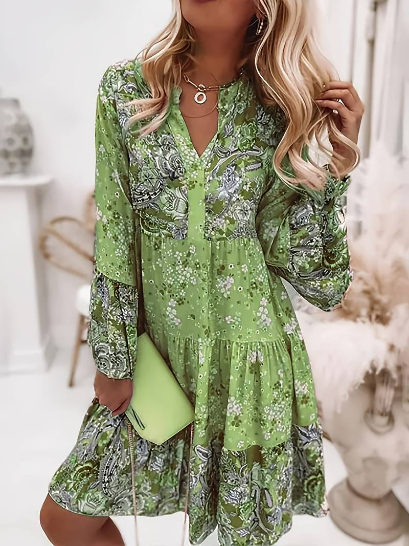 Women's Long Sleeve Tiered Mini Dress