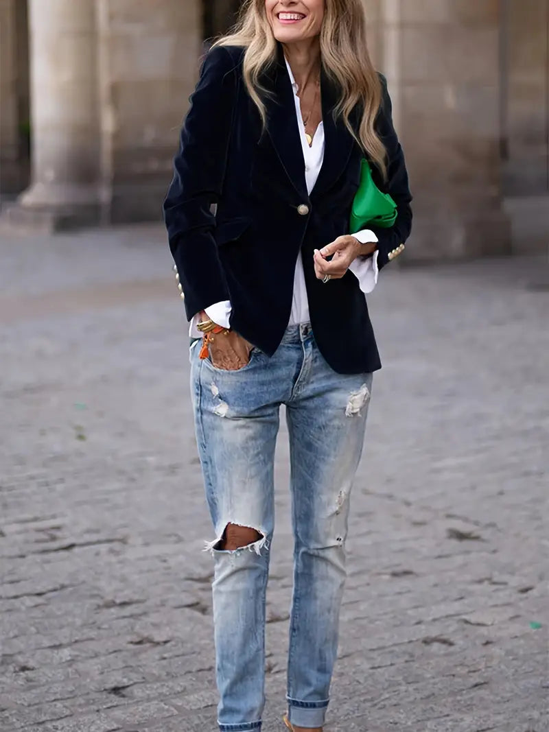 Women's Long-Sleeved Fitted Blazer Jacket