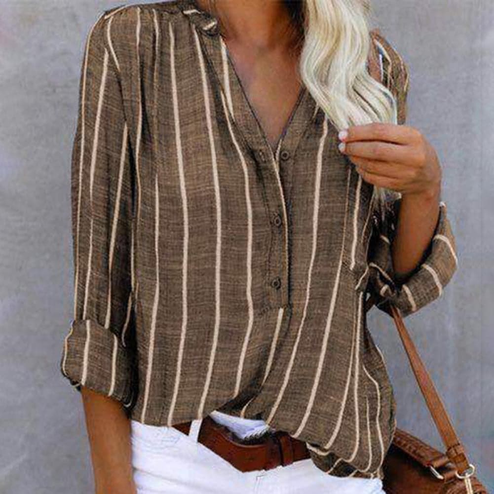 Women's Long-Sleeved Striped Blouse