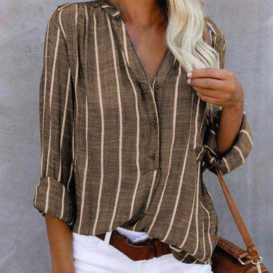 Women's Long-Sleeved Striped Blouse