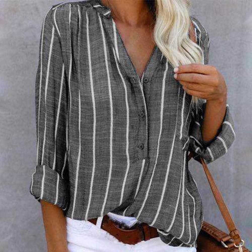 Women's Long-Sleeved Striped Blouse
