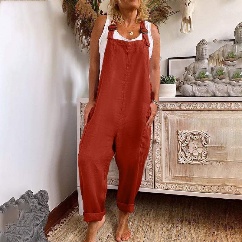Women's Loose Dungarees with Adjustable Buckles
