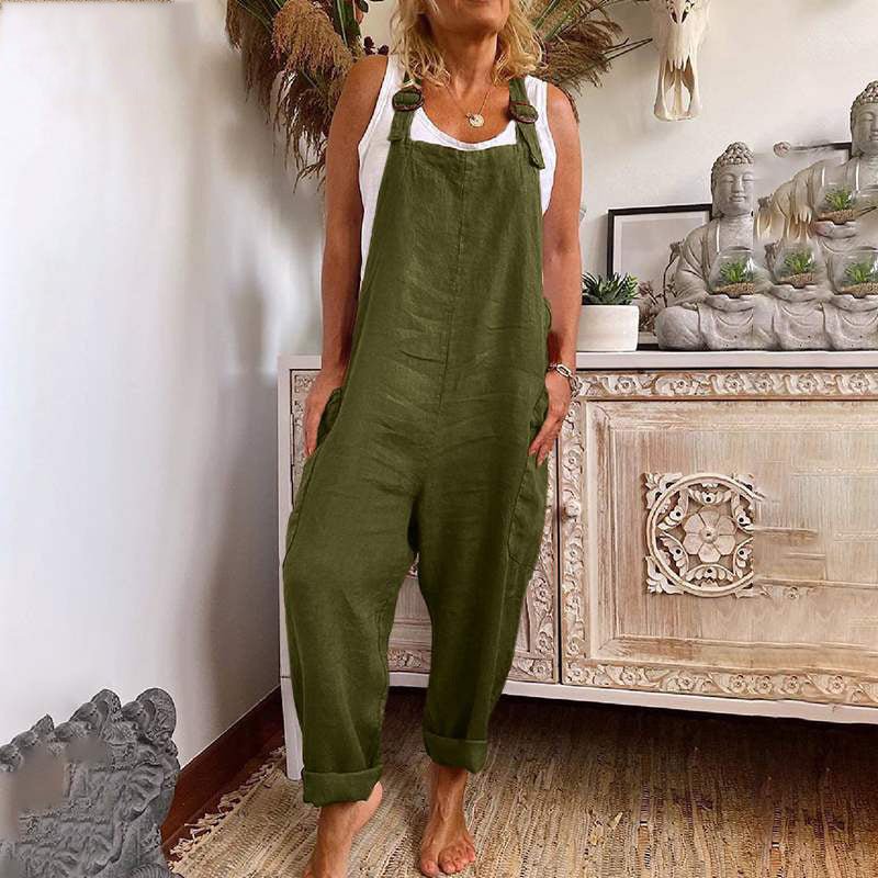 Women's Loose Dungarees with Adjustable Buckles