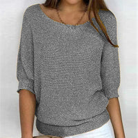 Women's Loose Fit 3/4 Sleeve Knit Sweater
