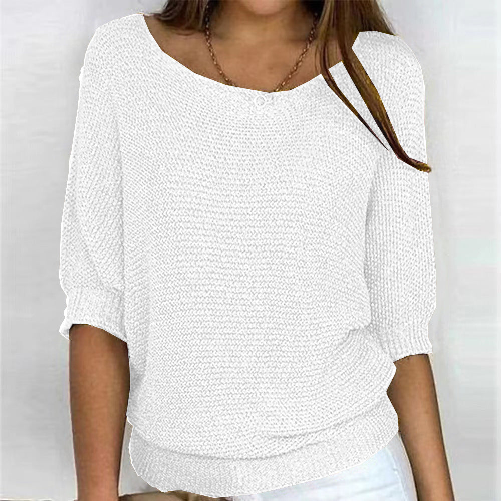 Women's Loose Fit 3/4 Sleeve Knit Sweater
