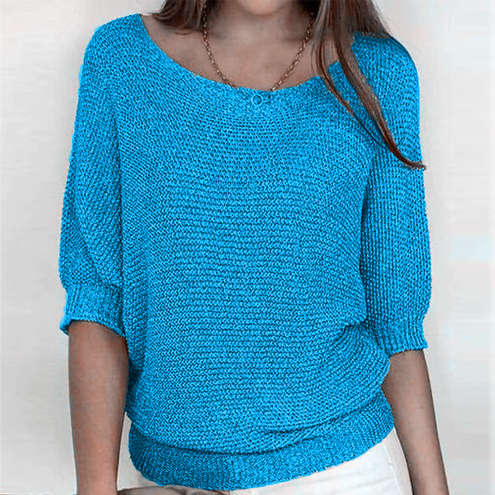 Women's Loose Fit 3/4 Sleeve Knit Sweater