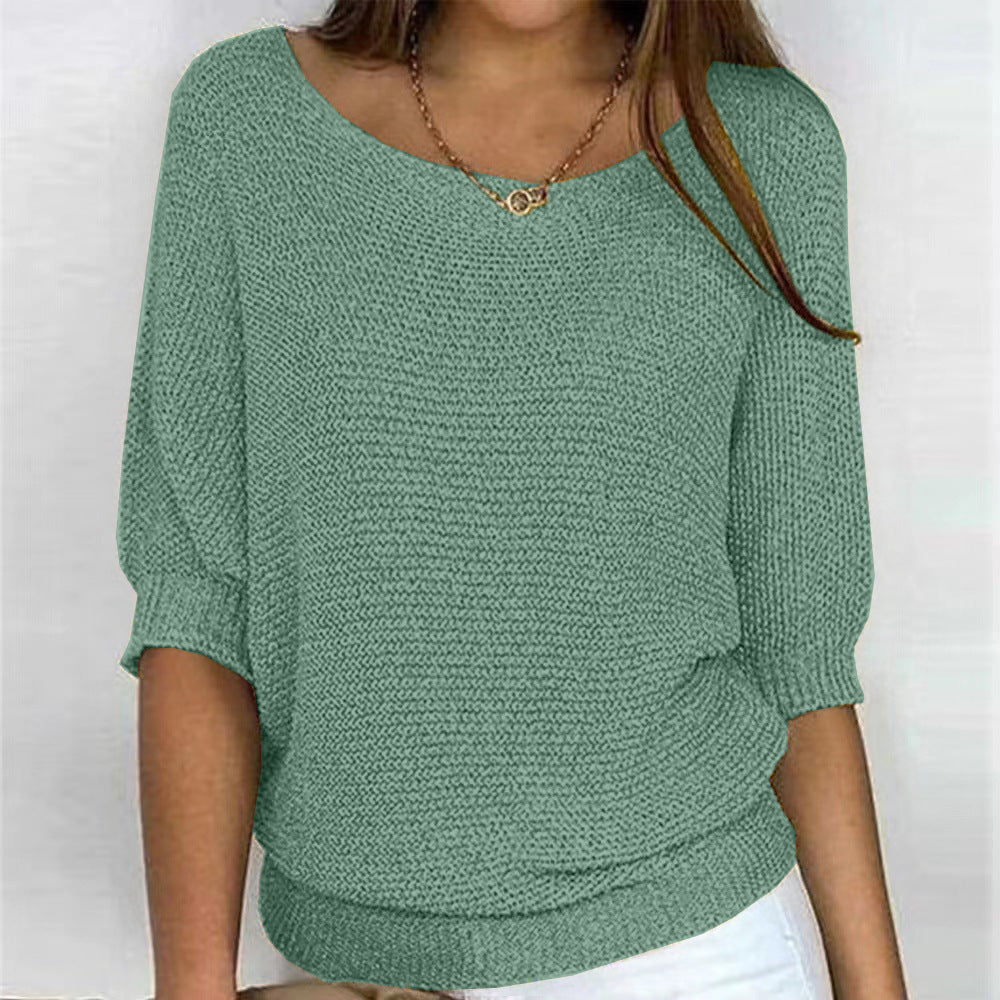 Women's Loose Fit 3/4 Sleeve Knit Sweater