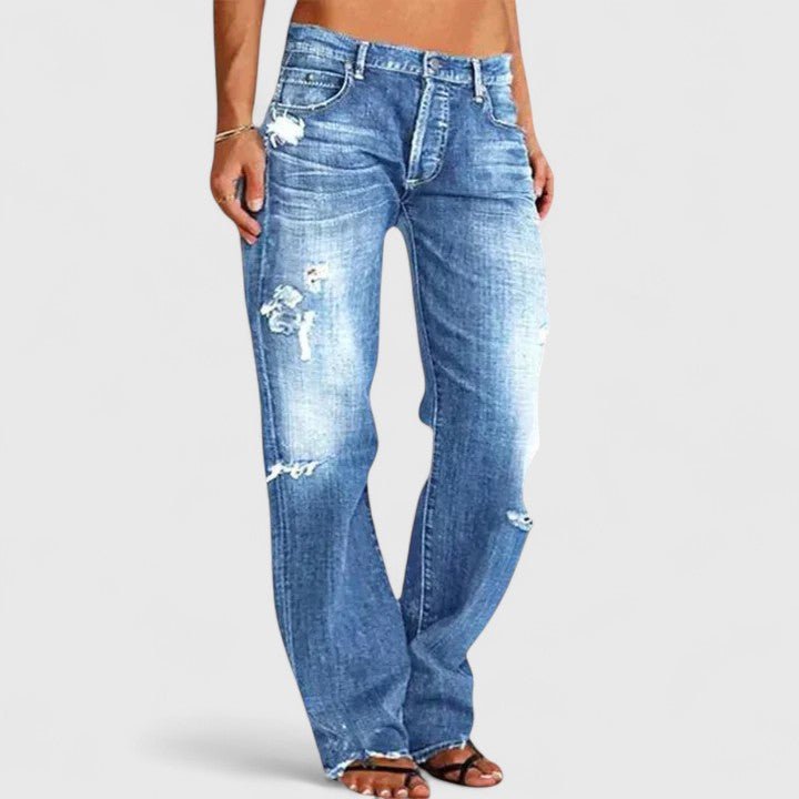 Women's Low-Rise Distressed Straight-Leg Jeans