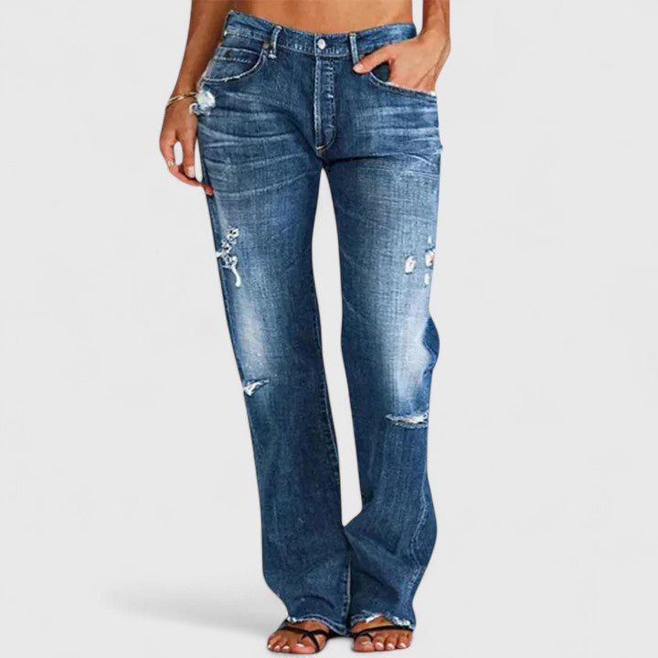 Women's Low-Rise Distressed Straight-Leg Jeans