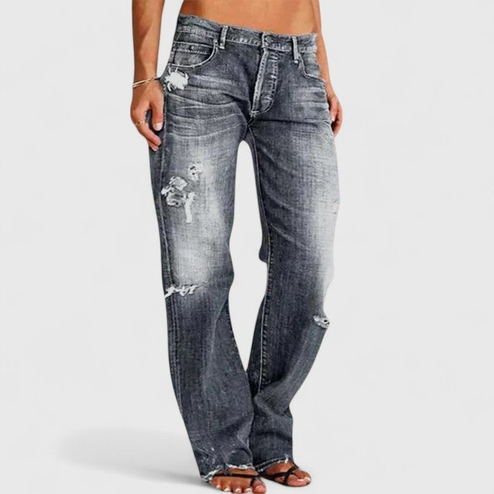Women's Low-Rise Distressed Straight-Leg Jeans
