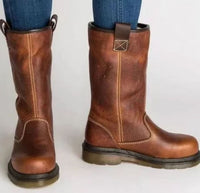 Women's Mid-Calf Lined Pull-On Leather Boots