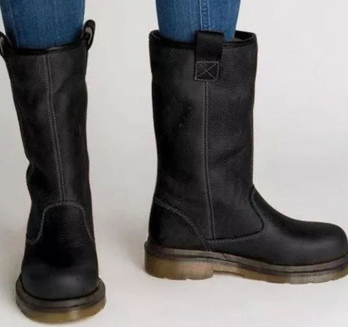 Women's Mid-Calf Lined Pull-On Leather Boots