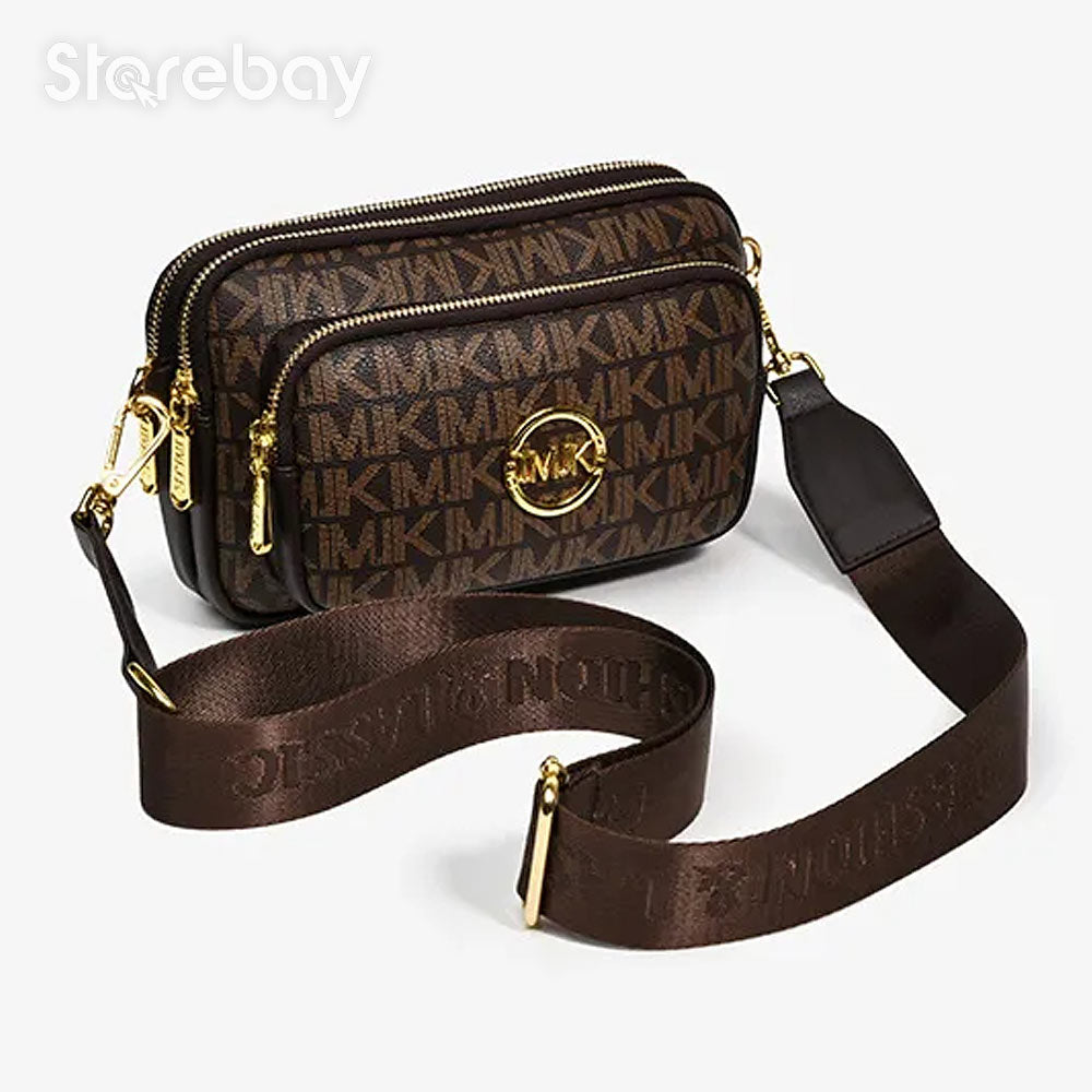 Women's Monogram Shoulder Bag with Chain Detail