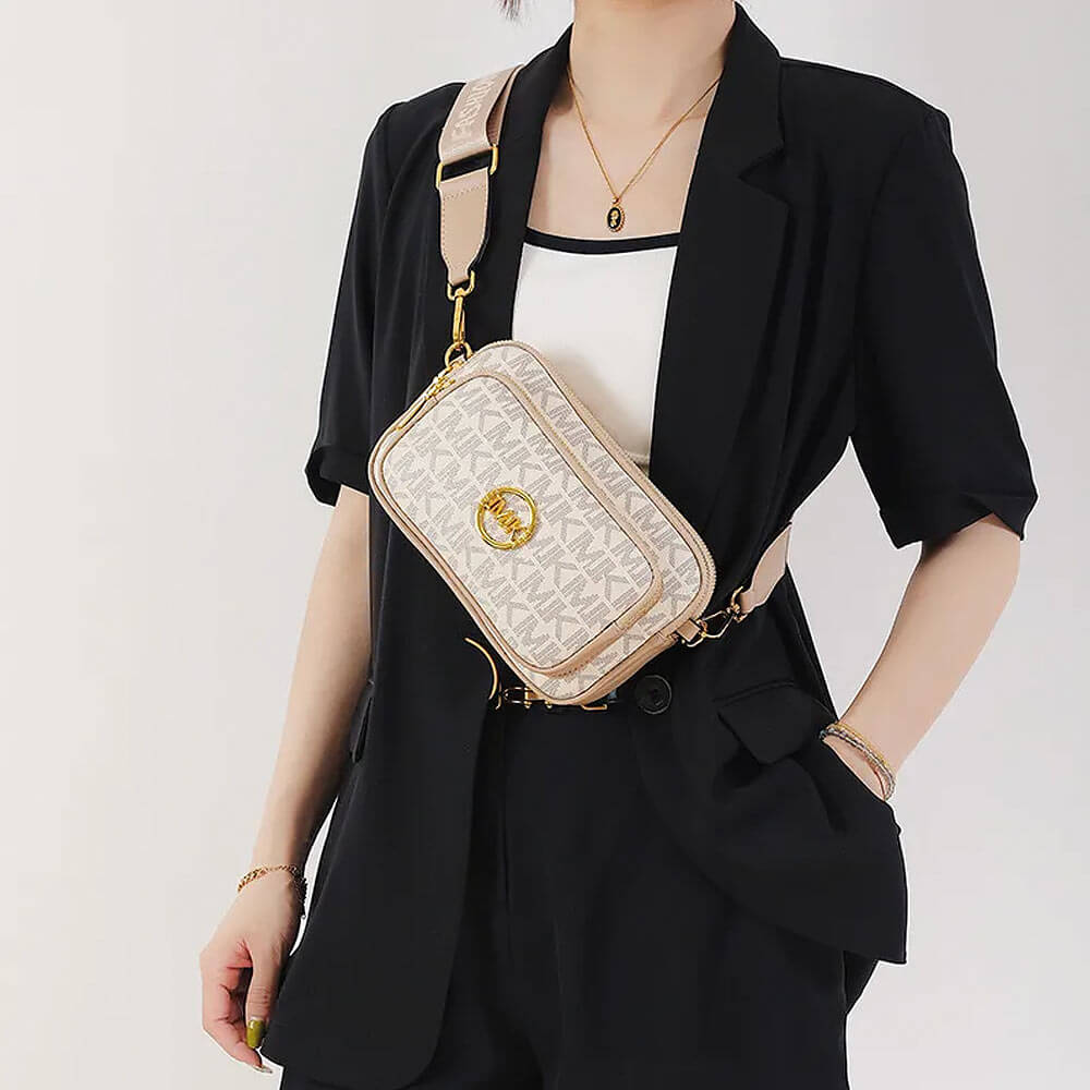 Women's Monogram Shoulder Bag with Chain Detail