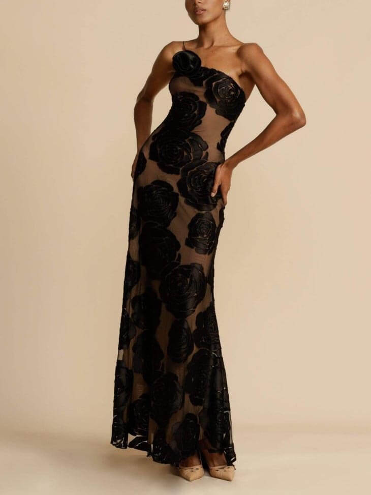 Women's One Shoulder Maxi Dress