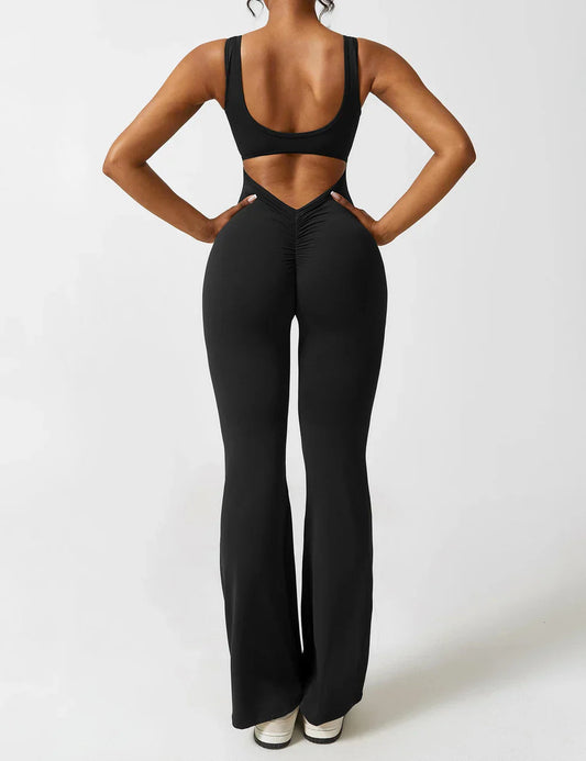 Women's Open Back Flared Jumpsuit