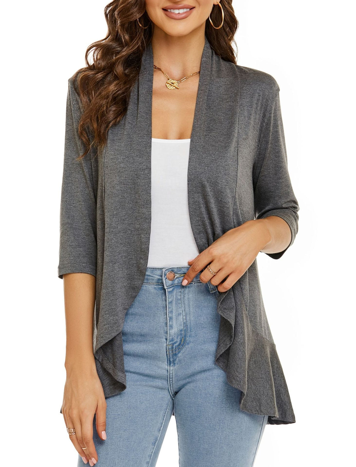 Women's Open Front Draped Cardigan