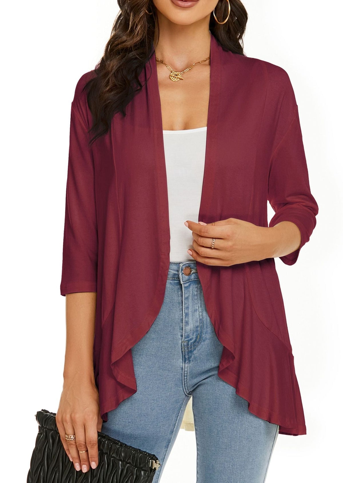 Women's Open Front Draped Cardigan