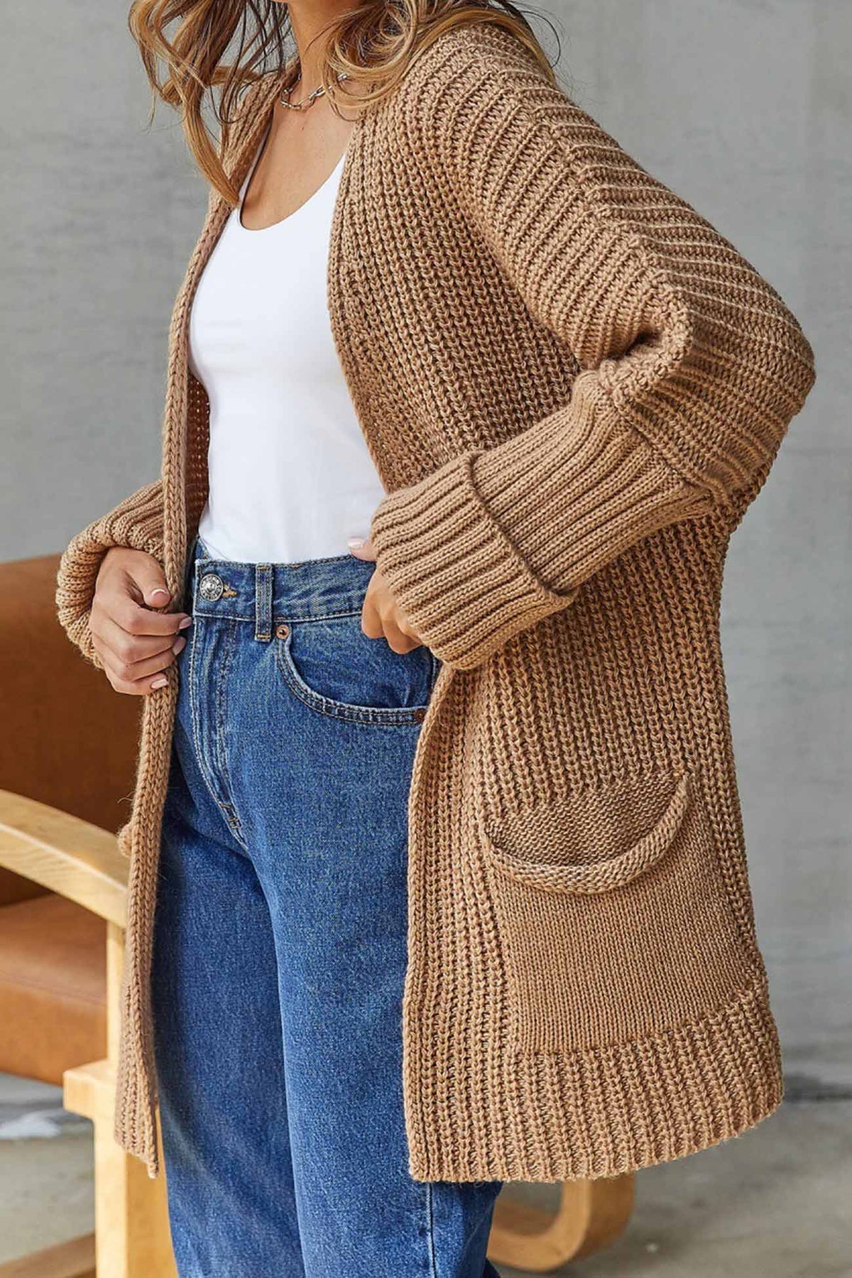 Women's Open-Front Knitted Cardigan