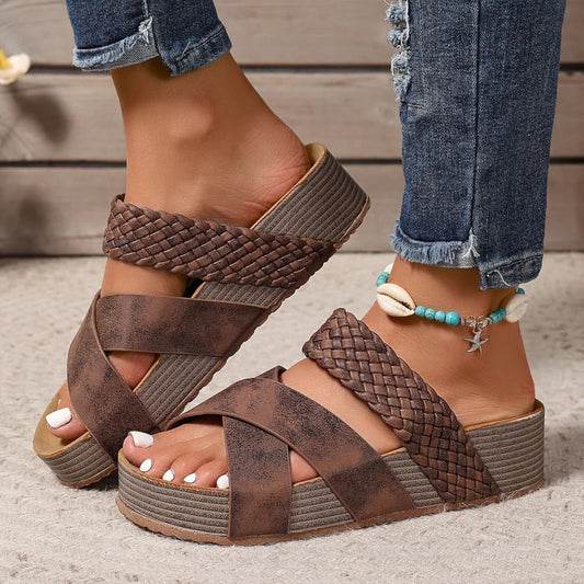 Women's Open-Toe Slip-On Sandals | Double Strap