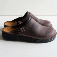 Women's Orthopedic Leather Slip-On Buckle Clogs