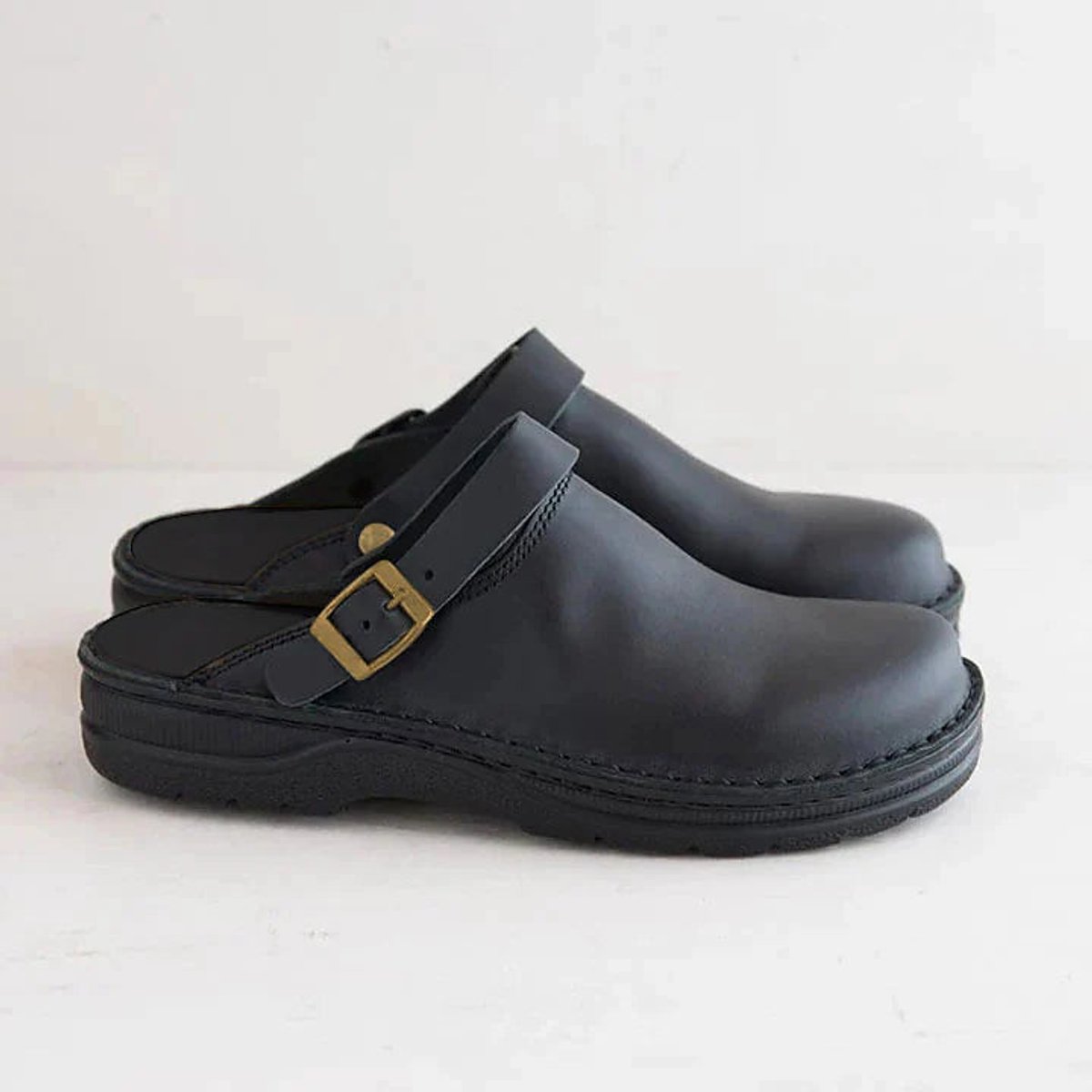 Women's Orthopedic Leather Slip-On Buckle Clogs